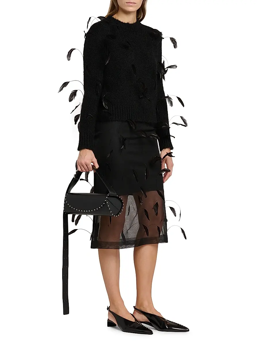 Jil Sander Women's Cannolo Studded Leather Shoulder Bag - Black | Thumbnail 2 Jil Sander Women's Cannolo Studded Leather Shoulder Bag - Black | Thumbnail 2