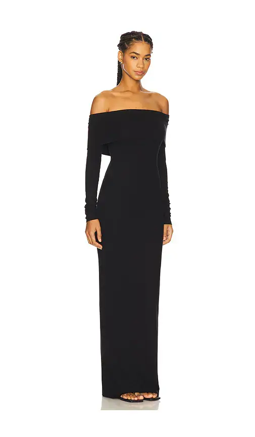 ÉTERNE Long Sleeve Off-Shoulder Butter Rib Maxi Dress | Thumbnail 2