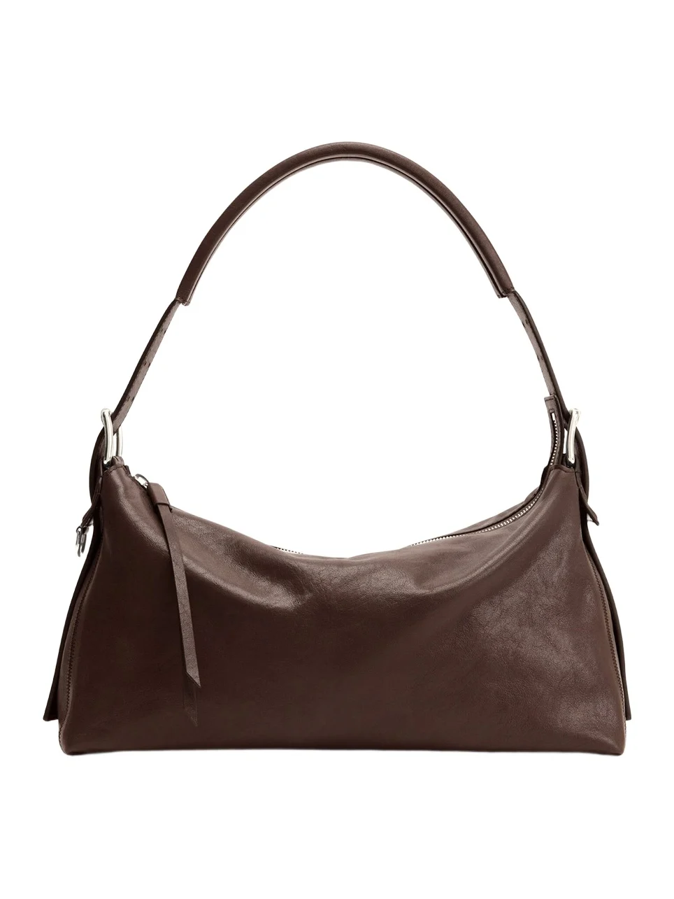 Belted Leather Baguette Bag