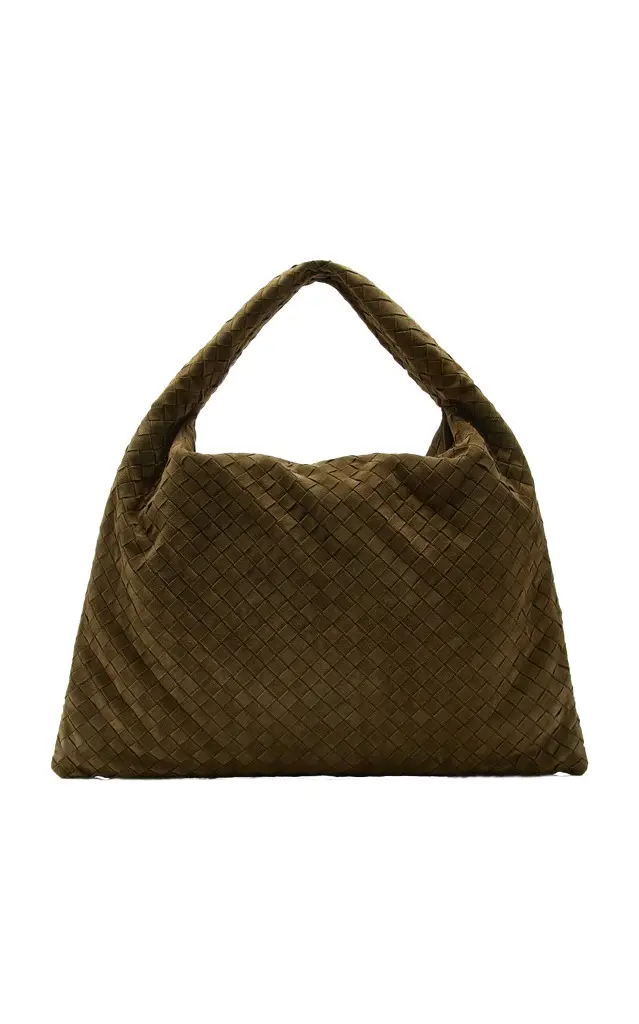 Large Hop Intrecciato Suede Bag