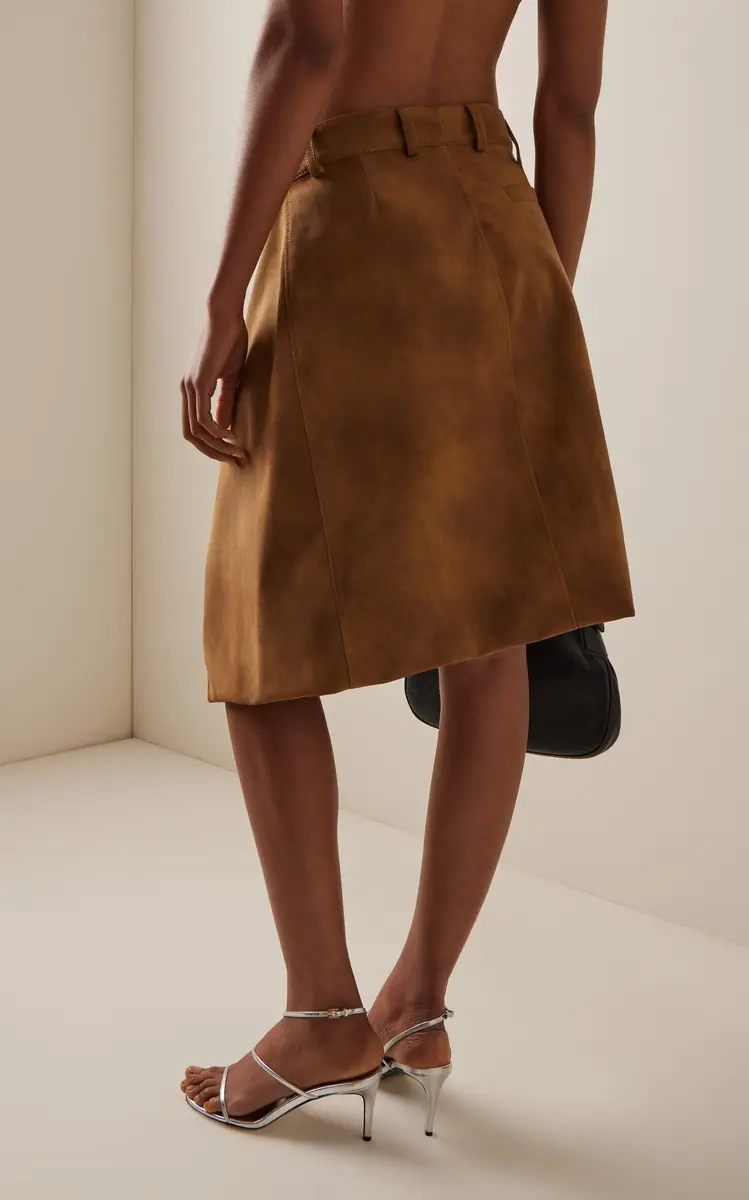 DES_PHEMMES Embroidered Faux Suede Wrap Skirt | Thumbnail 4