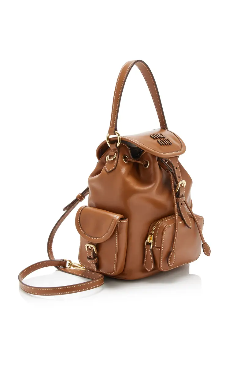 Miu Miu Leather Backpack - Brown - OS | Thumbnail 3 Miu Miu Leather Backpack - Brown - OS | Thumbnail 3