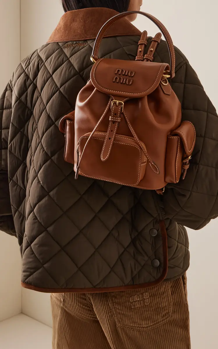 Miu Miu Leather Backpack - Brown - OS | Thumbnail 6 Miu Miu Leather Backpack - Brown - OS | Thumbnail 6