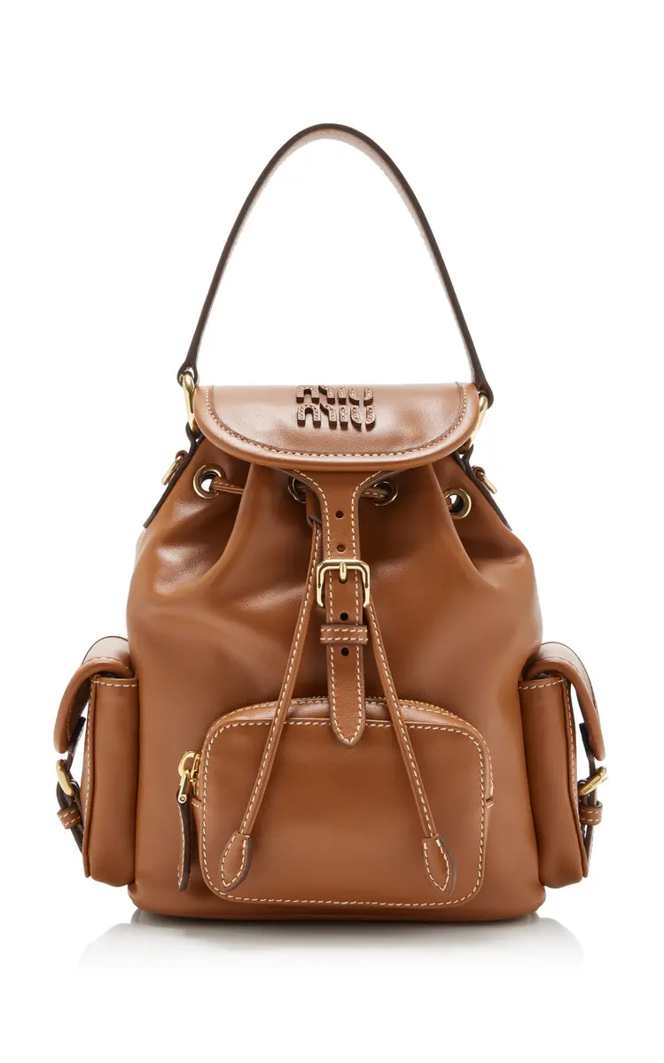 Leather Backpack - Brown - OS