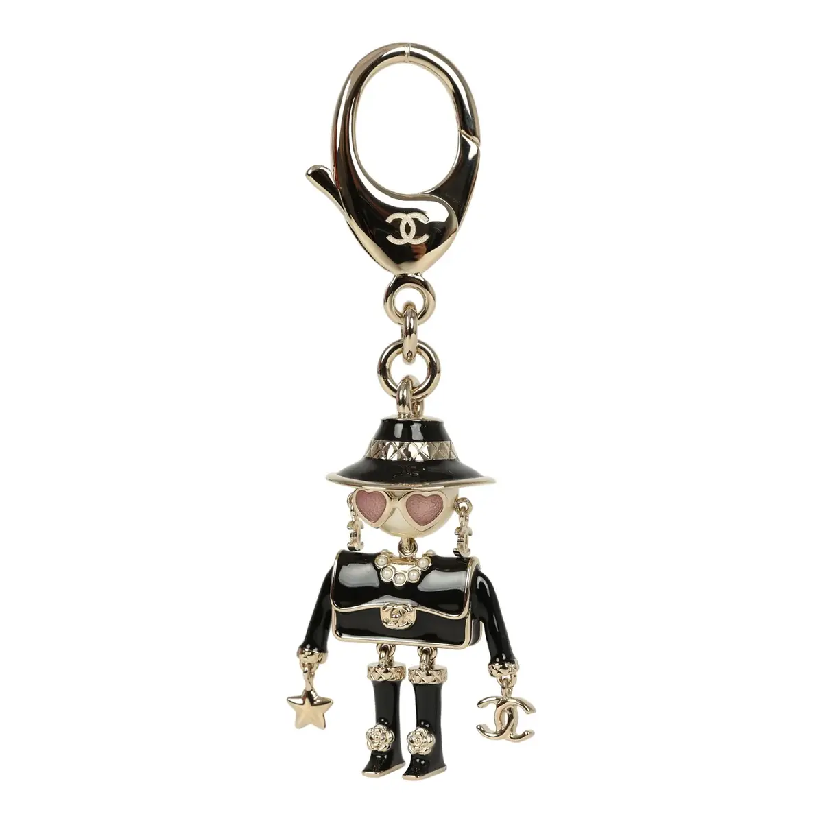 Chanel Chanel Gabrielle Doll Key Ring Black Resin & Faux Pearls Light Gold Tone Hardware | Thumbnail 3 Chanel Chanel Gabrielle Doll Key Ring Black Resin & Faux Pearls Light Gold Tone Hardware | Thumbnail 3
