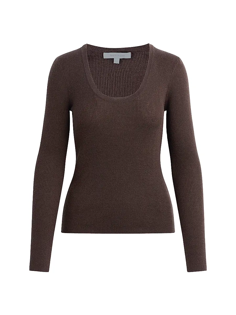 Favorite Daughter Women's Take It Easy Extrafine Merino Wool Scoopneck Top - Coffee - Size Medium | Image 1 Favorite Daughter Women's Take It Easy Extrafine Merino Wool Scoopneck Top - Coffee - Size Medium | Image 1