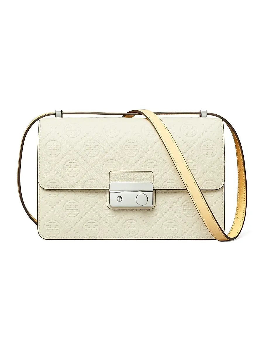 Tory Burch Women's T Monogram Pebbled Leather Shoulder Bag | Image 1 Tory Burch Women's T Monogram Pebbled Leather Shoulder Bag | Image 1