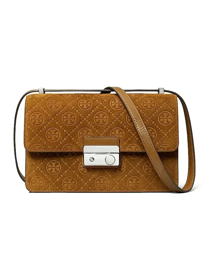 Women's T Monogram Suede Shoulder Bag Women's T Monogram Suede Shoulder Bag