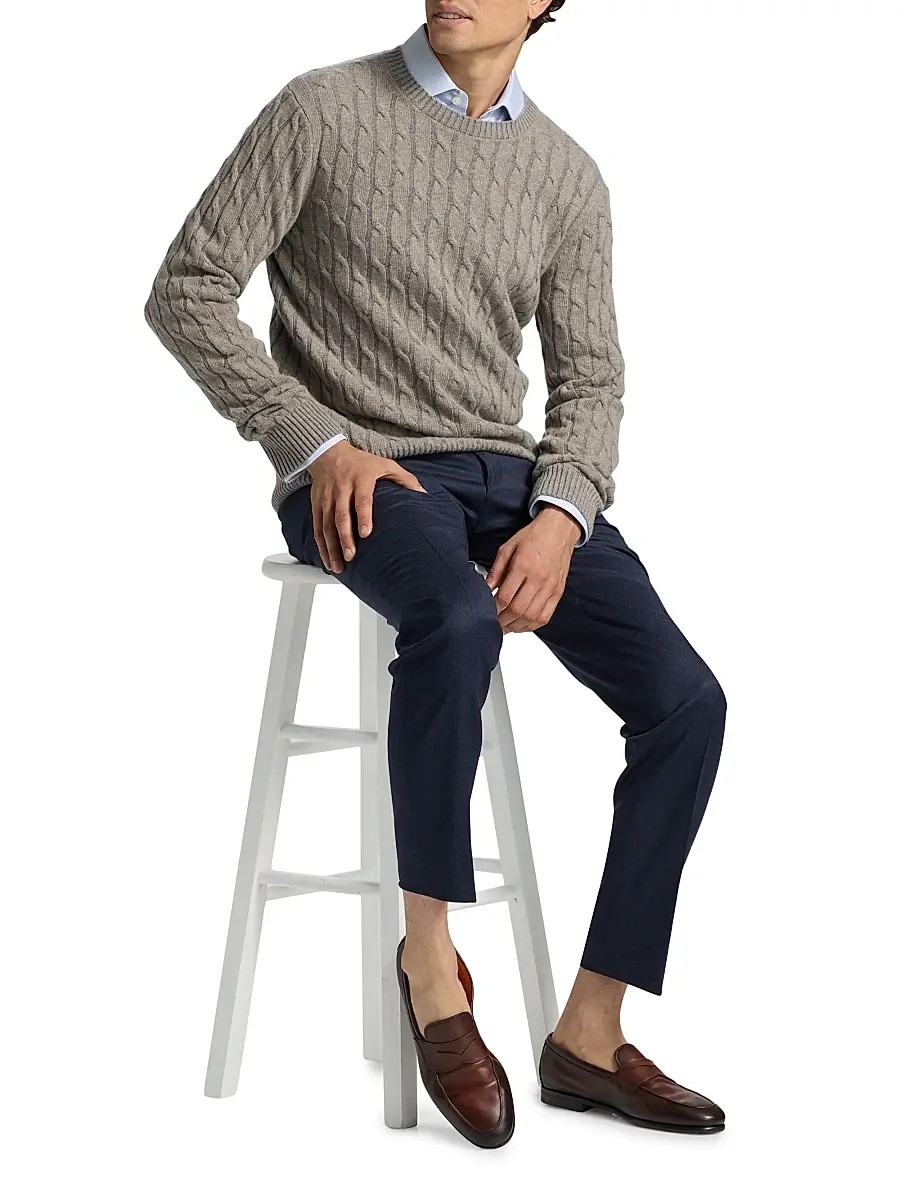 Saks Fifth Avenue Men's COLLECTION Vanise Cable Crewneck Sweater | Thumbnail 2 Saks Fifth Avenue Men's COLLECTION Vanise Cable Crewneck Sweater | Thumbnail 2