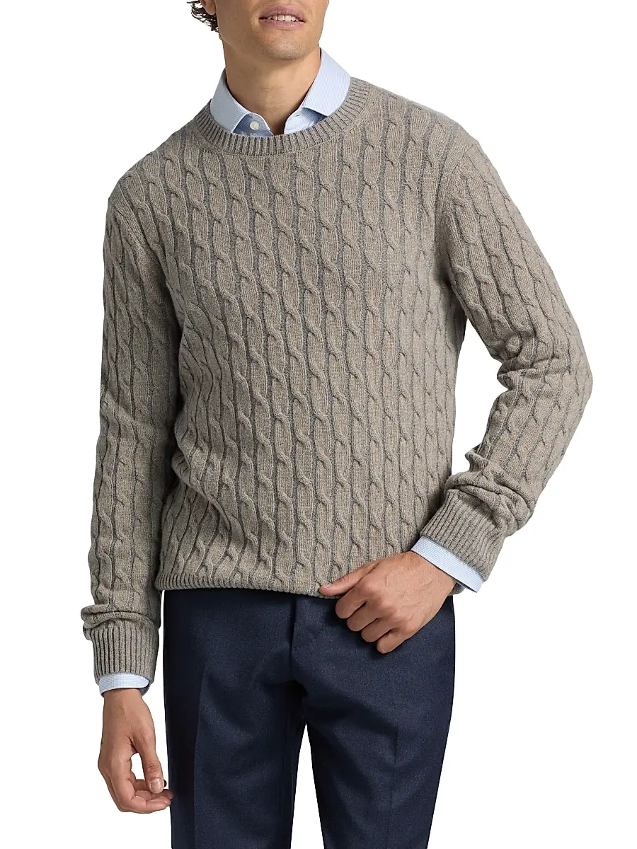 Saks Fifth Avenue Men's COLLECTION Vanise Cable Crewneck Sweater | Thumbnail 3 Saks Fifth Avenue Men's COLLECTION Vanise Cable Crewneck Sweater | Thumbnail 3