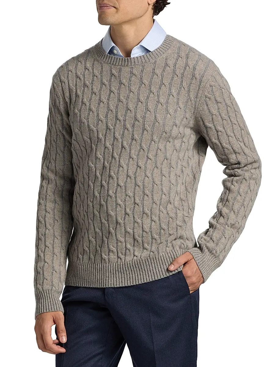 Saks Fifth Avenue Men's COLLECTION Vanise Cable Crewneck Sweater | Thumbnail 4 Saks Fifth Avenue Men's COLLECTION Vanise Cable Crewneck Sweater | Thumbnail 4
