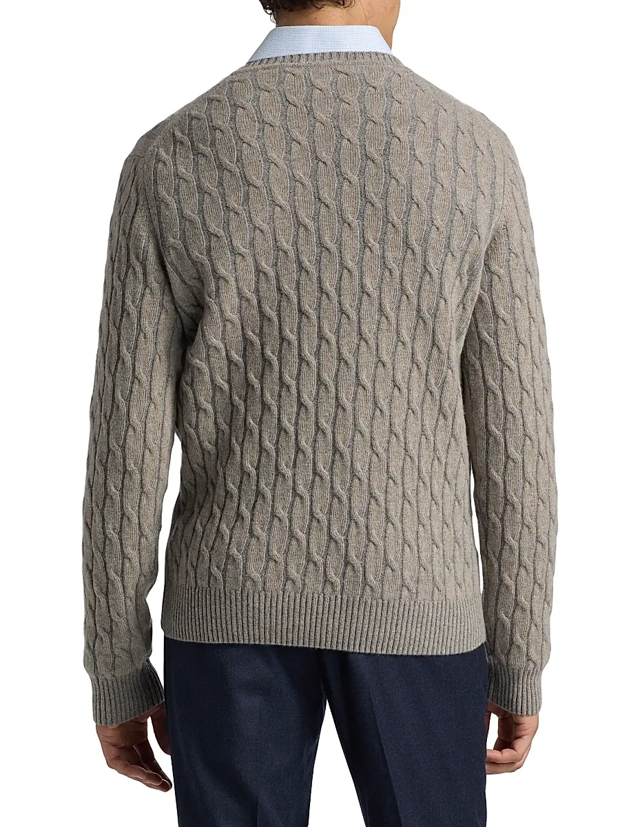 Saks Fifth Avenue Men's COLLECTION Vanise Cable Crewneck Sweater | Thumbnail 5 Saks Fifth Avenue Men's COLLECTION Vanise Cable Crewneck Sweater | Thumbnail 5