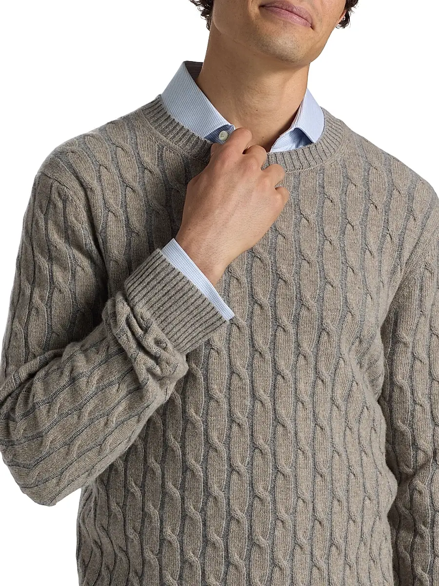 Saks Fifth Avenue Men's COLLECTION Vanise Cable Crewneck Sweater | Thumbnail 6 Saks Fifth Avenue Men's COLLECTION Vanise Cable Crewneck Sweater | Thumbnail 6