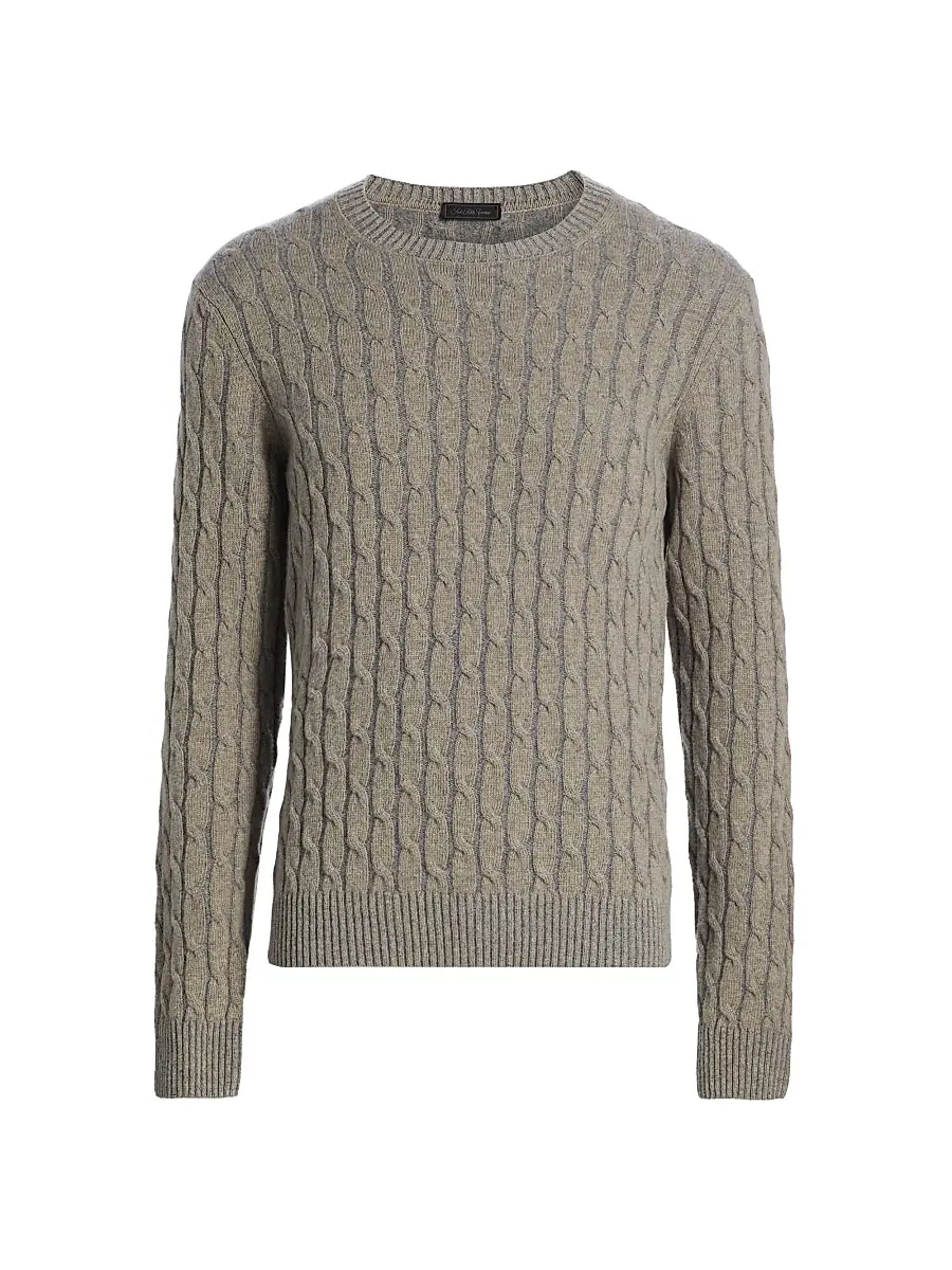 Saks Fifth Avenue Men's COLLECTION Vanise Cable Crewneck Sweater - Taupe - Size XXL | Image 1 Saks Fifth Avenue Men's COLLECTION Vanise Cable Crewneck Sweater - Taupe - Size XXL | Image 1