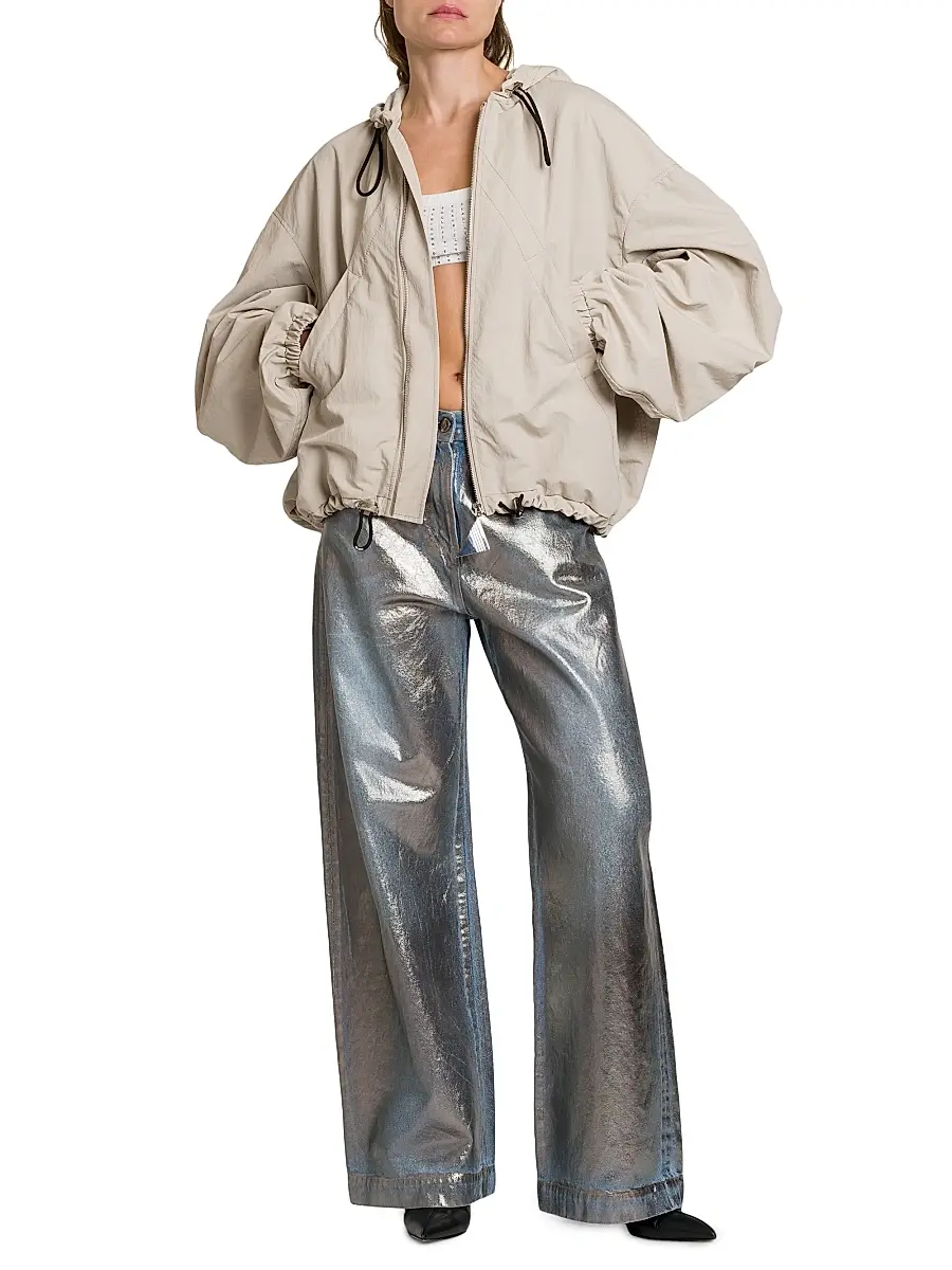 The Attico Women's Crispy Bomber Jacket - Ice | Thumbnail 2 The Attico Women's Crispy Bomber Jacket - Ice | Thumbnail 2