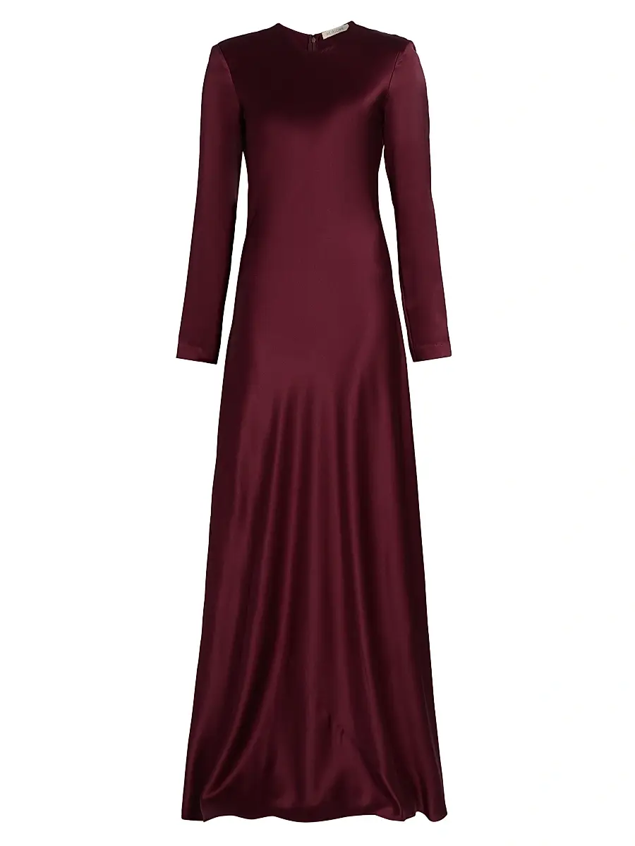 Heirlome Women's Ruth Silk Bias-Cut Long-Sleeve Gown - Burgundy | Image 1 Heirlome Women's Ruth Silk Bias-Cut Long-Sleeve Gown - Burgundy | Image 1