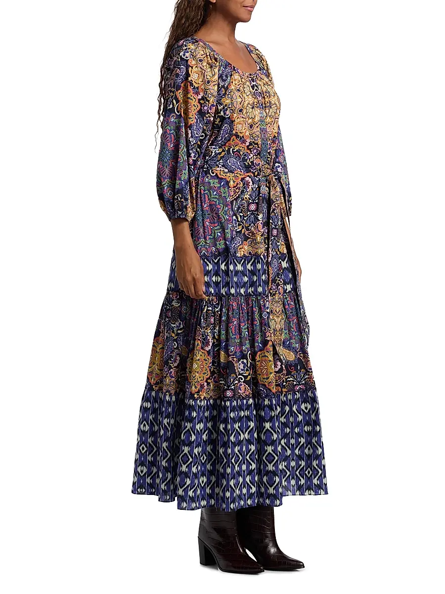 FIGUE Women's Johanna Multi-Print Cotton Maxi Dress | Thumbnail 4
