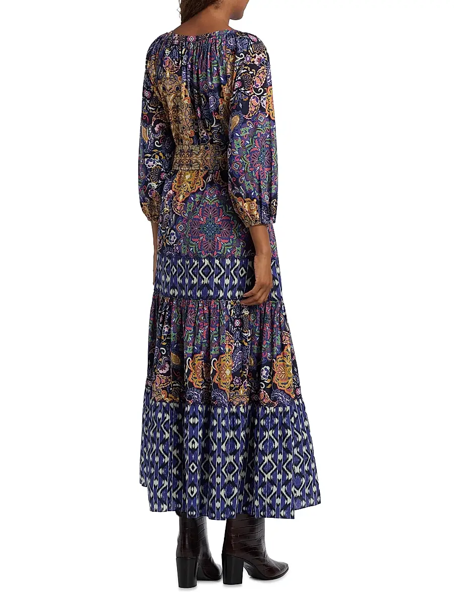FIGUE Women's Johanna Multi-Print Cotton Maxi Dress | Thumbnail 5