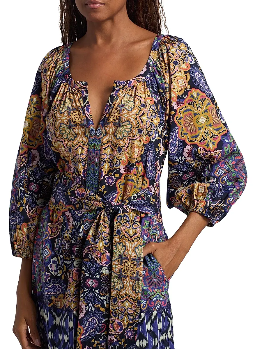 FIGUE Women's Johanna Multi-Print Cotton Maxi Dress | Thumbnail 6