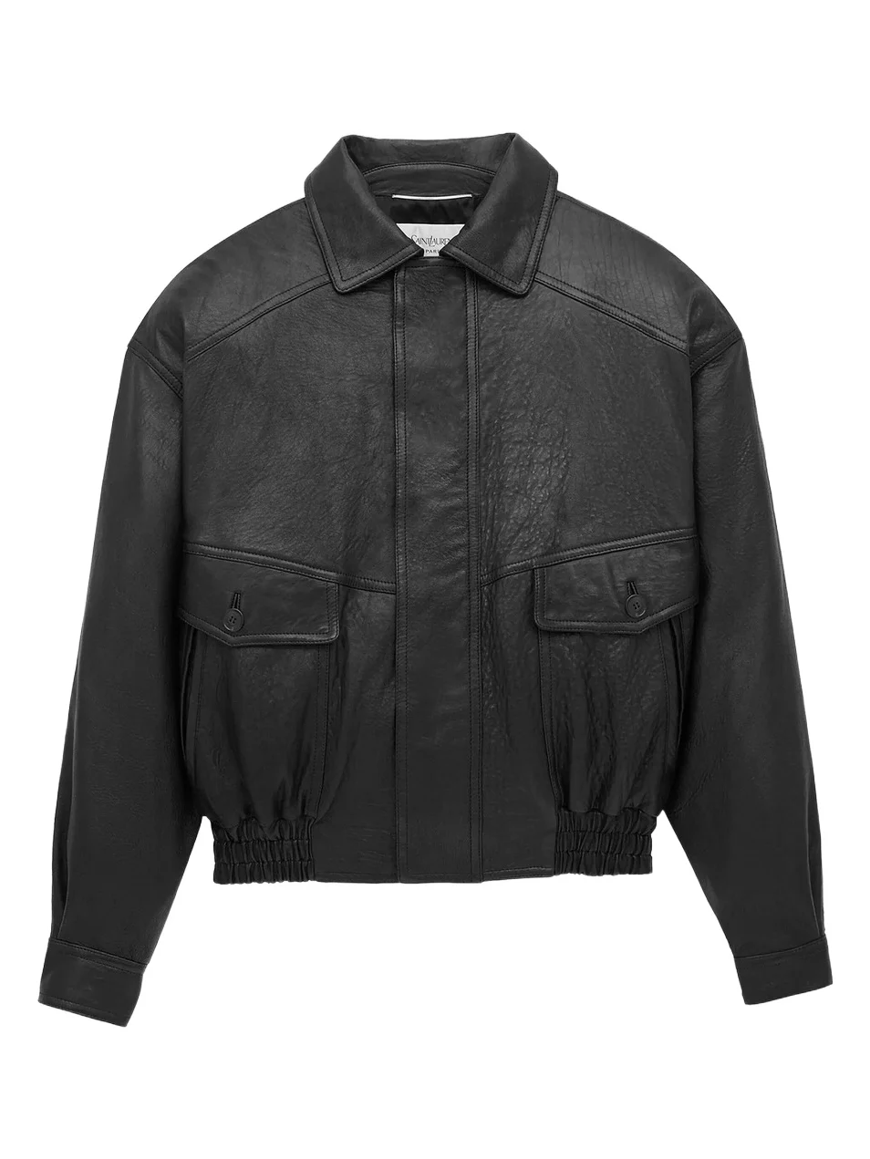 Saint Laurent Men's Bomber Jacket in Bubbled Lambskin - Black