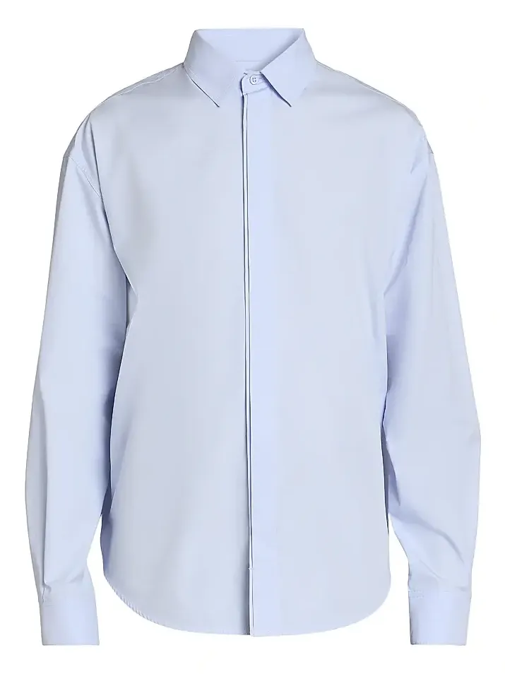 Jacquemus Men's Simon Cotton Button-Front Shirt - Diagonal Blue