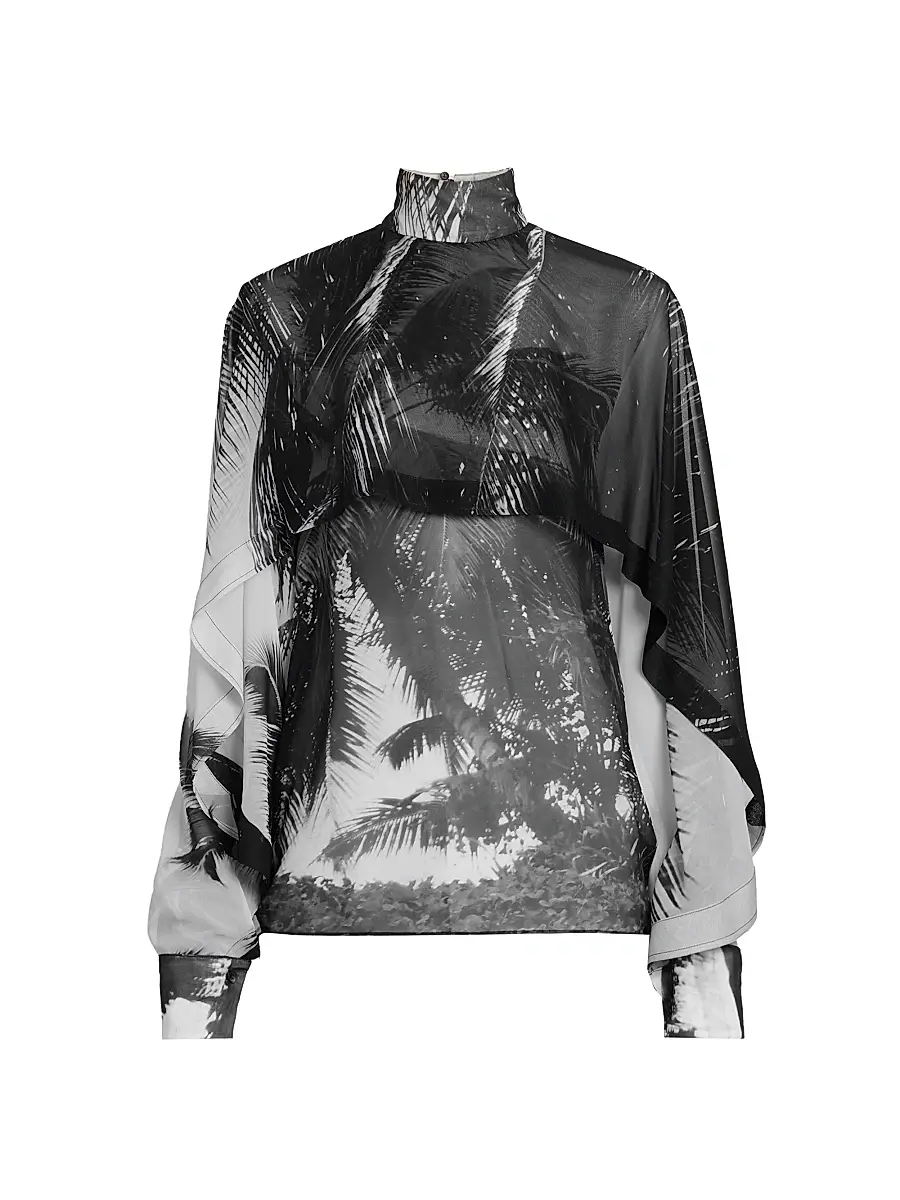 Ferragamo Women's Palm Silk Capelette Blouse