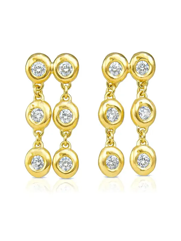 Rene Barnes The Crown 14K Yellow Gold Diamond Earrings