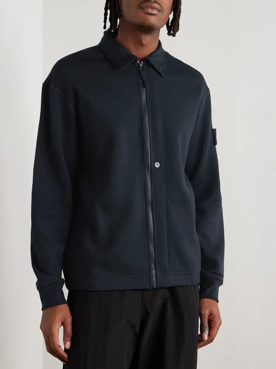 Stone Island GHOST Wool and Cotton-Blend Jersey Zip-Up Sweatshirt - Men | Thumbnail 3