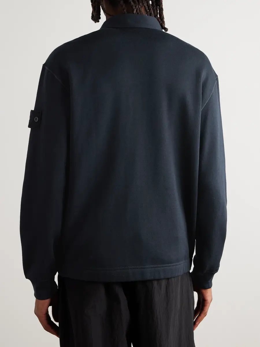 Stone Island GHOST Wool and Cotton-Blend Jersey Zip-Up Sweatshirt - Men | Thumbnail 4
