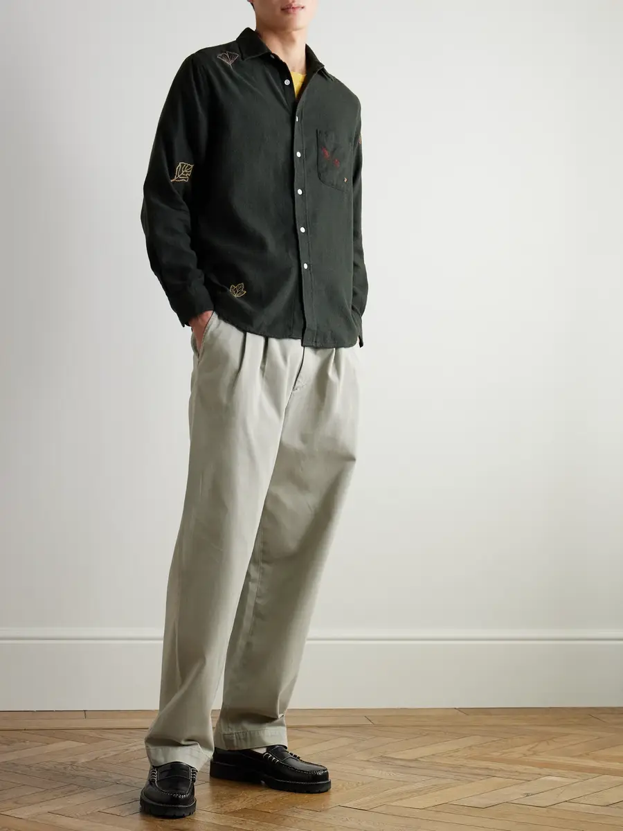 Portuguese Flannel Fall Leaves Embroidered Cotton-Flannel Shirt - Men | Thumbnail 2 Portuguese Flannel Fall Leaves Embroidered Cotton-Flannel Shirt - Men | Thumbnail 2
