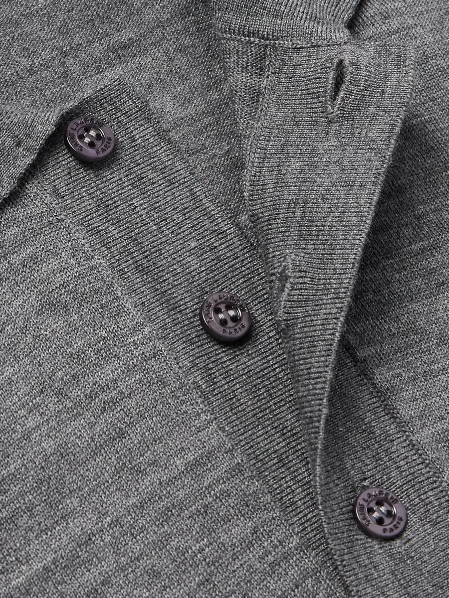 Saint Laurent Cassandre Logo-Embroidered Wool Polo Shirt - Men | Thumbnail 5 Saint Laurent Cassandre Logo-Embroidered Wool Polo Shirt - Men | Thumbnail 5
