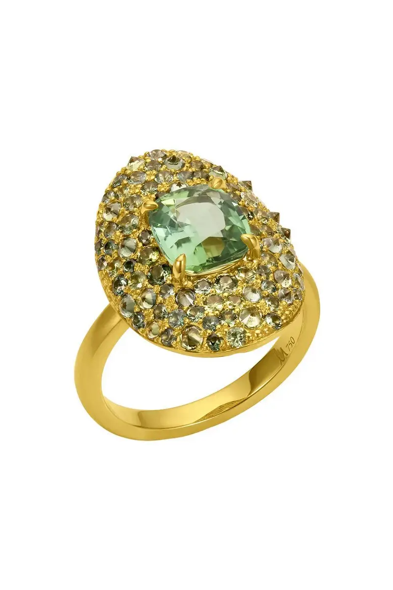 LEIGH MAXWELL Green Tourmaline Faceted Shield Ring | Thumbnail 5 LEIGH MAXWELL Green Tourmaline Faceted Shield Ring | Thumbnail 5