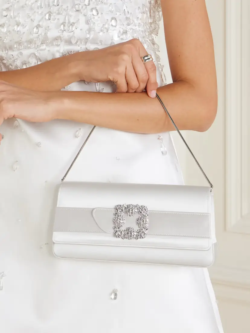 Manolo Blahnik Gothisi Crystal-embellished Satin Clutch | Thumbnail 6