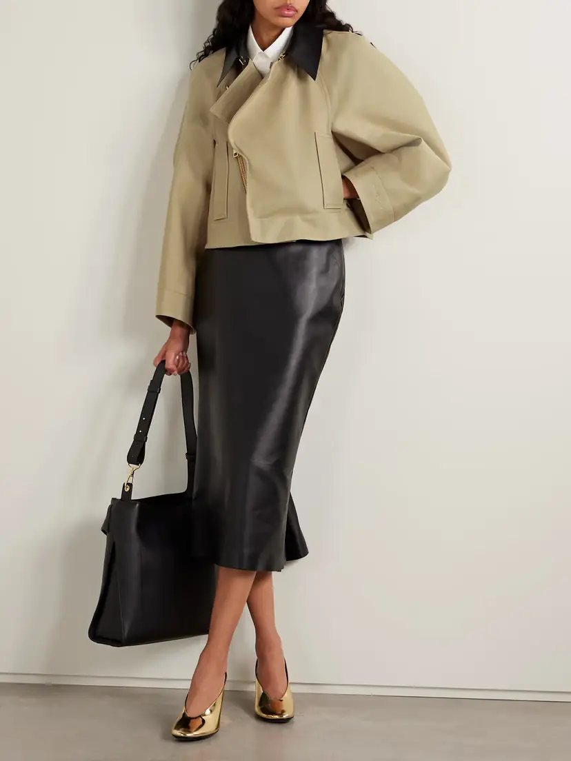 Givenchy Cropped Leather-trimmed Cotton And Wool-blend Twill Jacket | Thumbnail 2