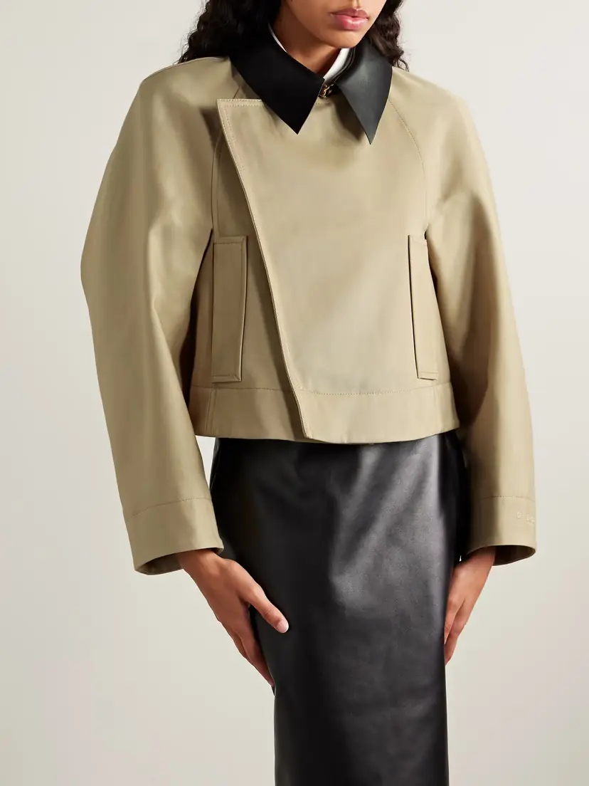 Givenchy Cropped Leather-trimmed Cotton And Wool-blend Twill Jacket | Thumbnail 3