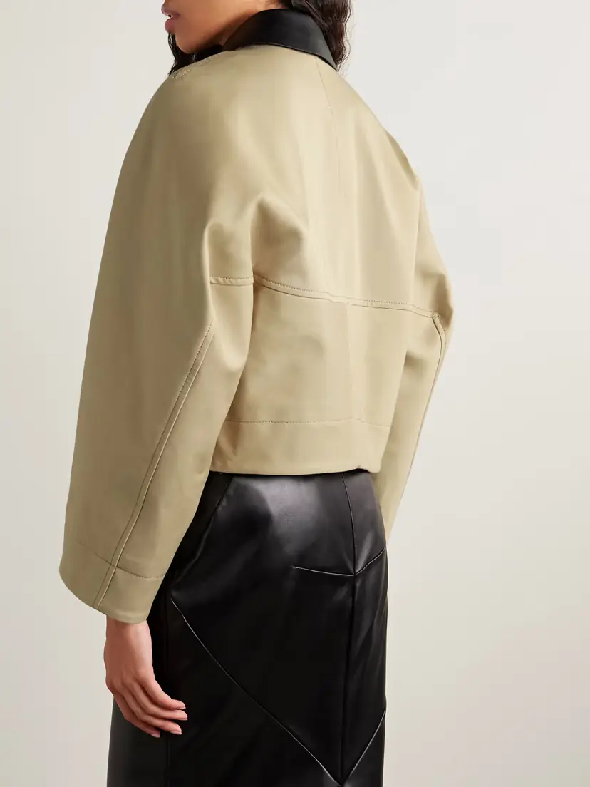 Givenchy Cropped Leather-trimmed Cotton And Wool-blend Twill Jacket | Thumbnail 4