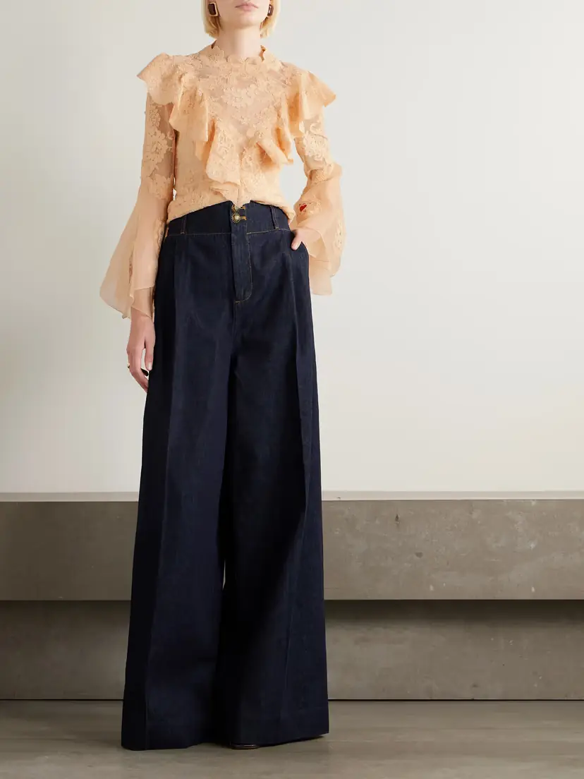 Zimmermann Hypnotic Appliquéd Ruffled Lace Blouse | Thumbnail 2 Zimmermann Hypnotic Appliquéd Ruffled Lace Blouse | Thumbnail 2