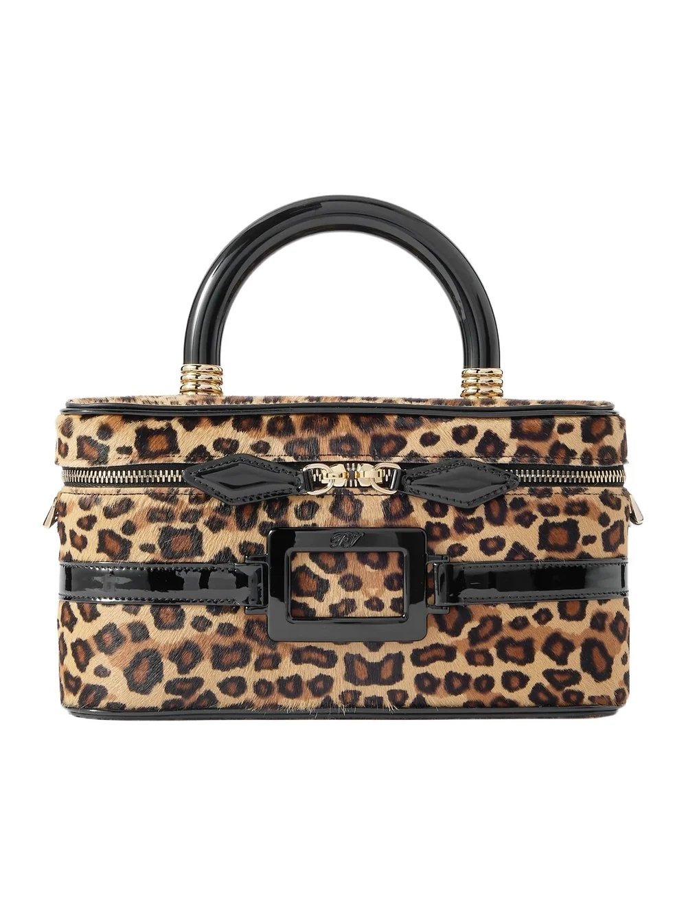 Roger Vivier Belle Vivier Patent Leather-trimmed Leopard-print Calf Hair Cosmetics Case