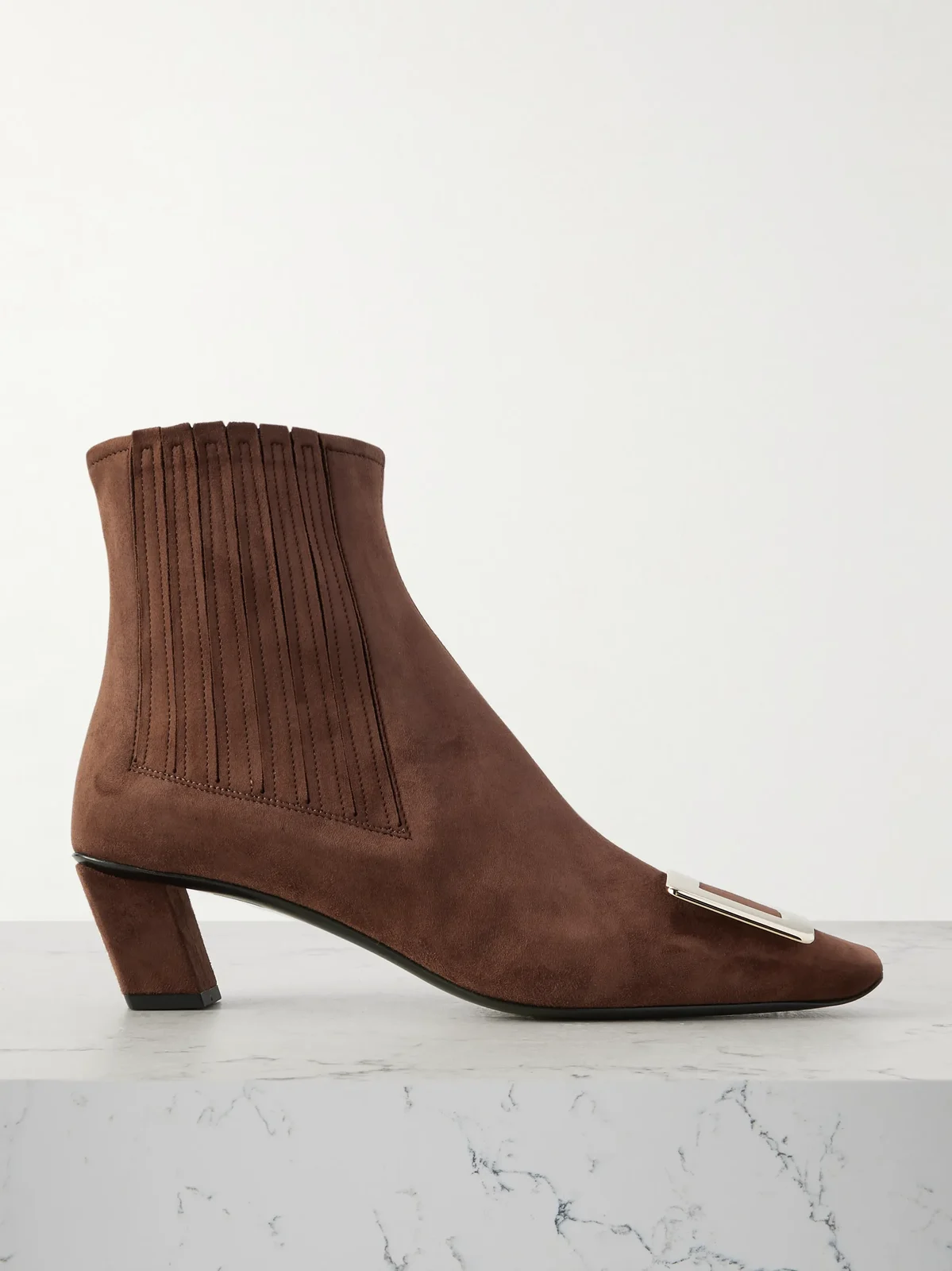 Belle Vivier 45 Buckled Suede Chelsea Boots Belle Vivier 45 Buckled Suede Chelsea Boots