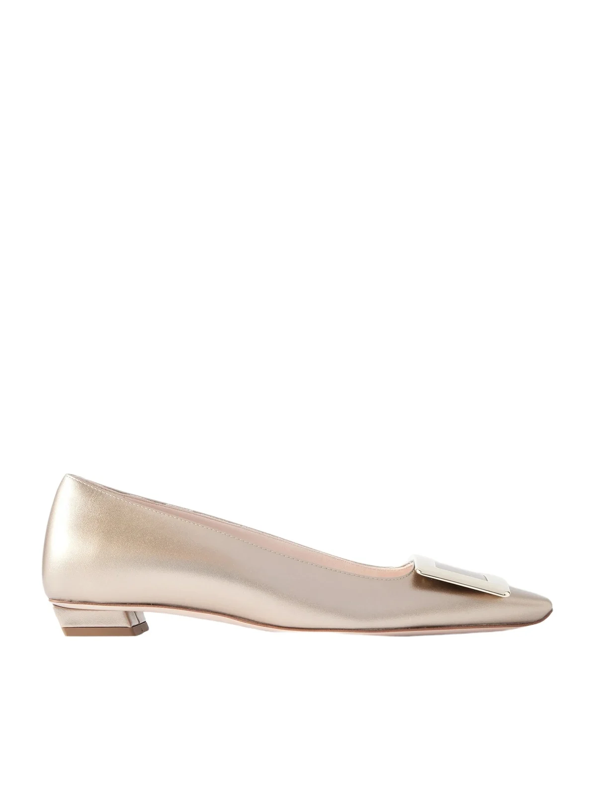 Roger Vivier Belle Vivier Buckled Metallic Leather Ballet Flats