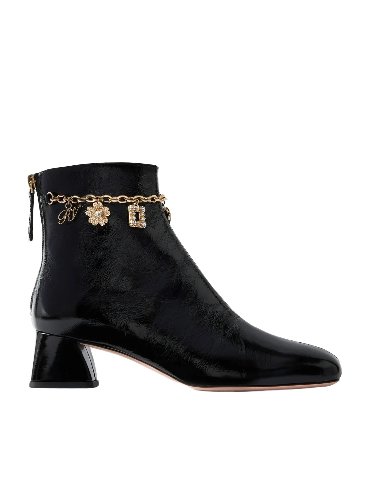 Très Vivier 45 Chain-embellished Patent-leather Ankle Boots Très Vivier 45 Chain-embellished Patent-leather Ankle Boots