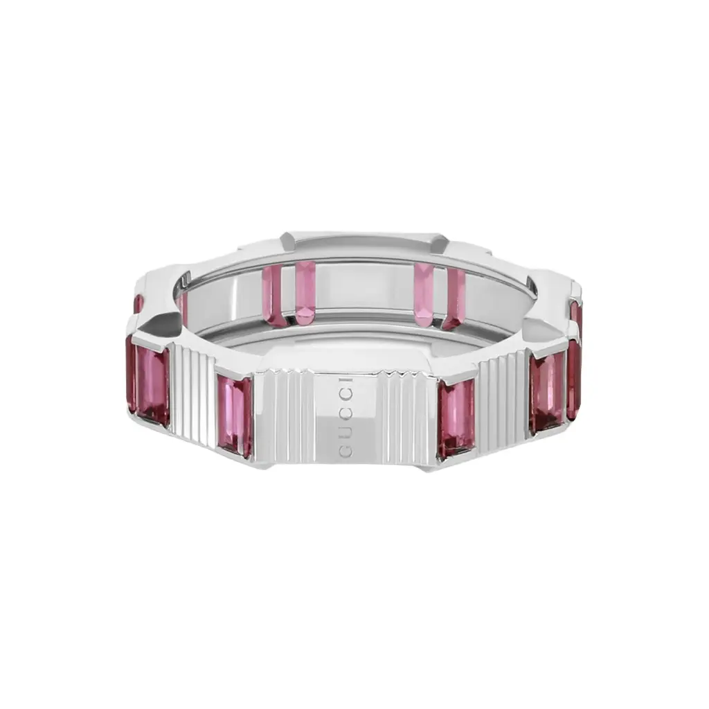 Gucci Gucci Link to Love 18K White Gold & Rubellite Band Ring YBC702414001016 - by The Solist | Image 1 Gucci Gucci Link to Love 18K White Gold & Rubellite Band Ring YBC702414001016 - by The Solist | Image 1
