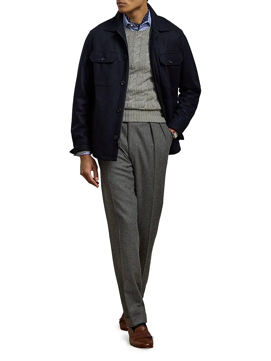 Ralph Lauren Purple Label Men's Felton Cashmere-Blend Shirt Jacket | Thumbnail 2 Ralph Lauren Purple Label Men's Felton Cashmere-Blend Shirt Jacket | Thumbnail 2