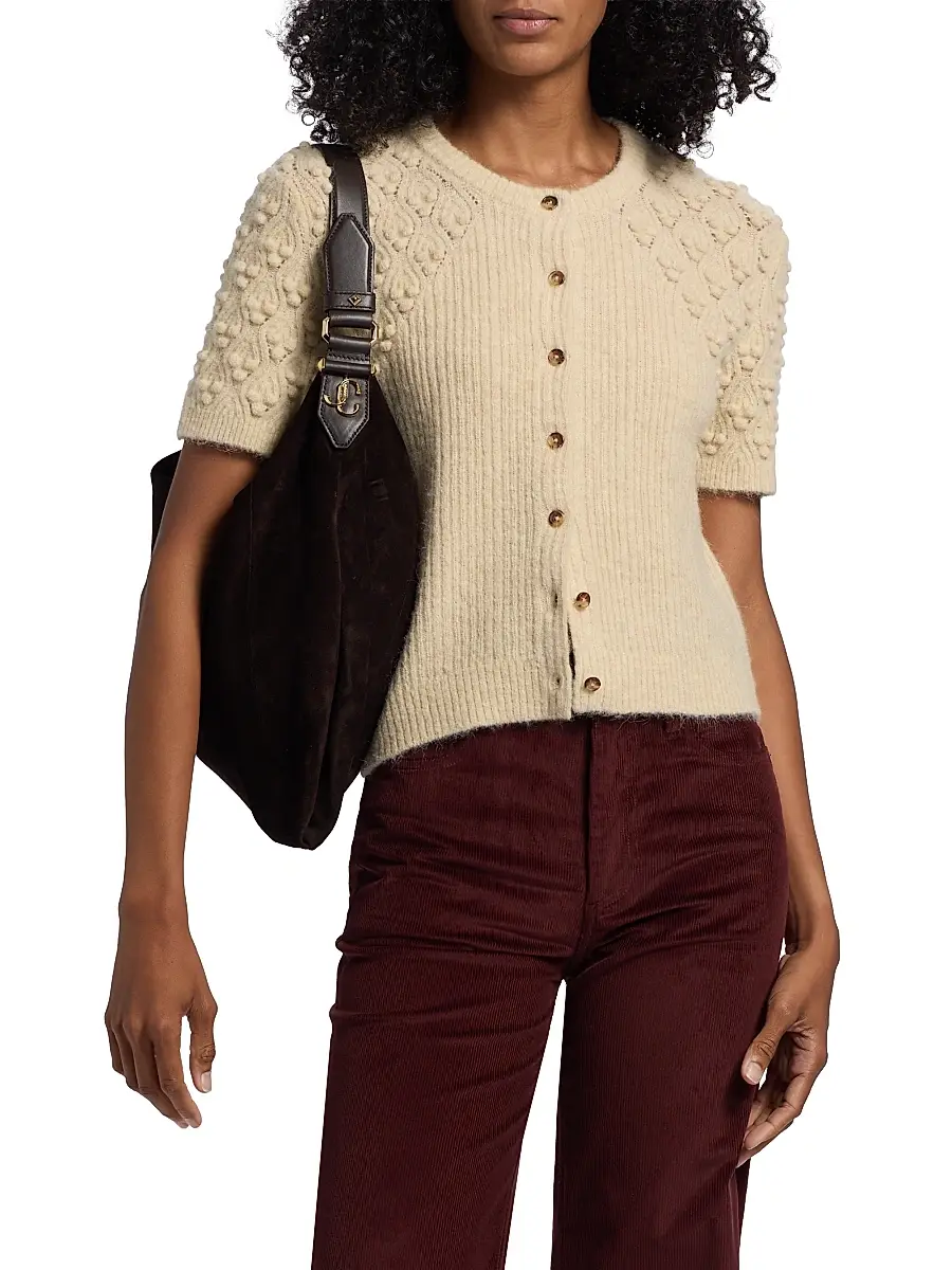 rag & bone Women's Sierra Textured-Knit Short-Sleeve Cardigan | Thumbnail 3 rag & bone Women's Sierra Textured-Knit Short-Sleeve Cardigan | Thumbnail 3