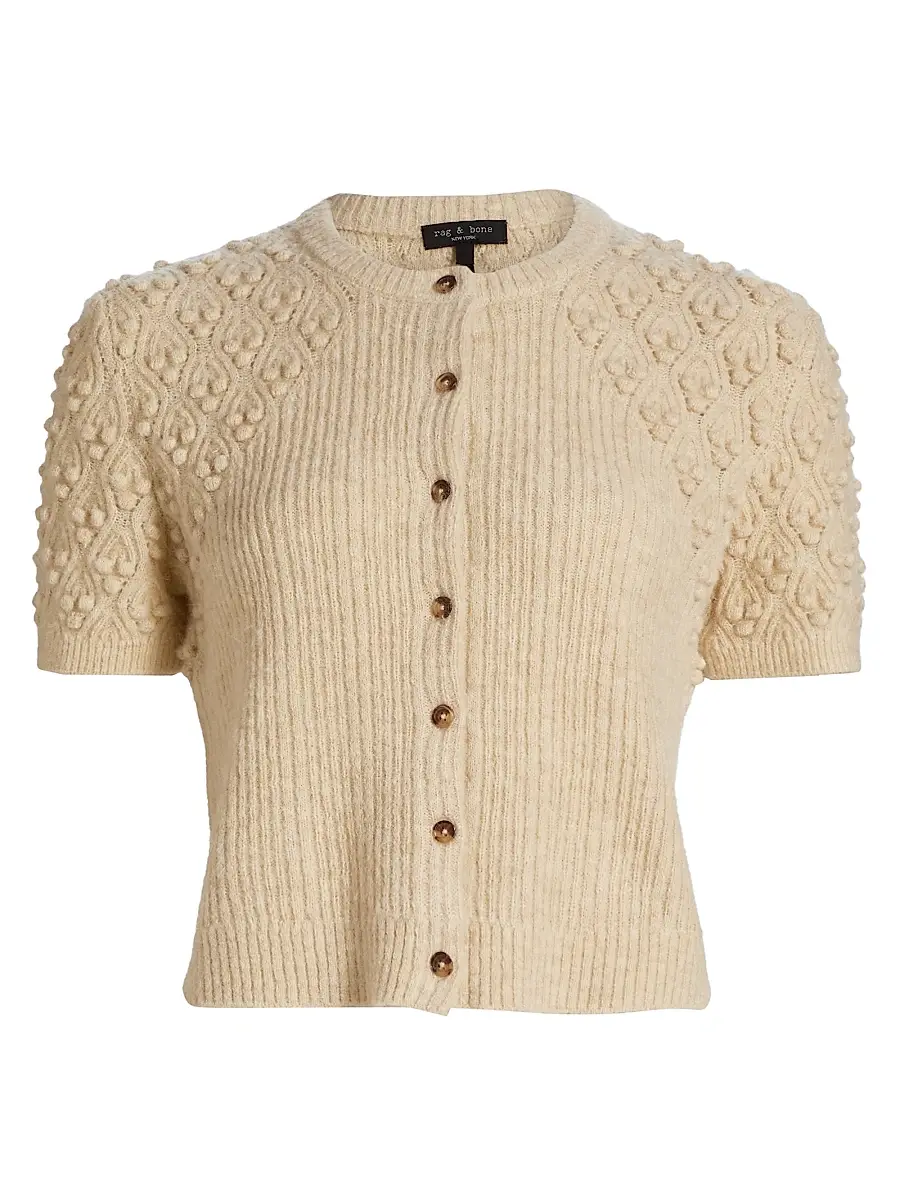 rag & bone Women's Sierra Textured-Knit Short-Sleeve Cardigan