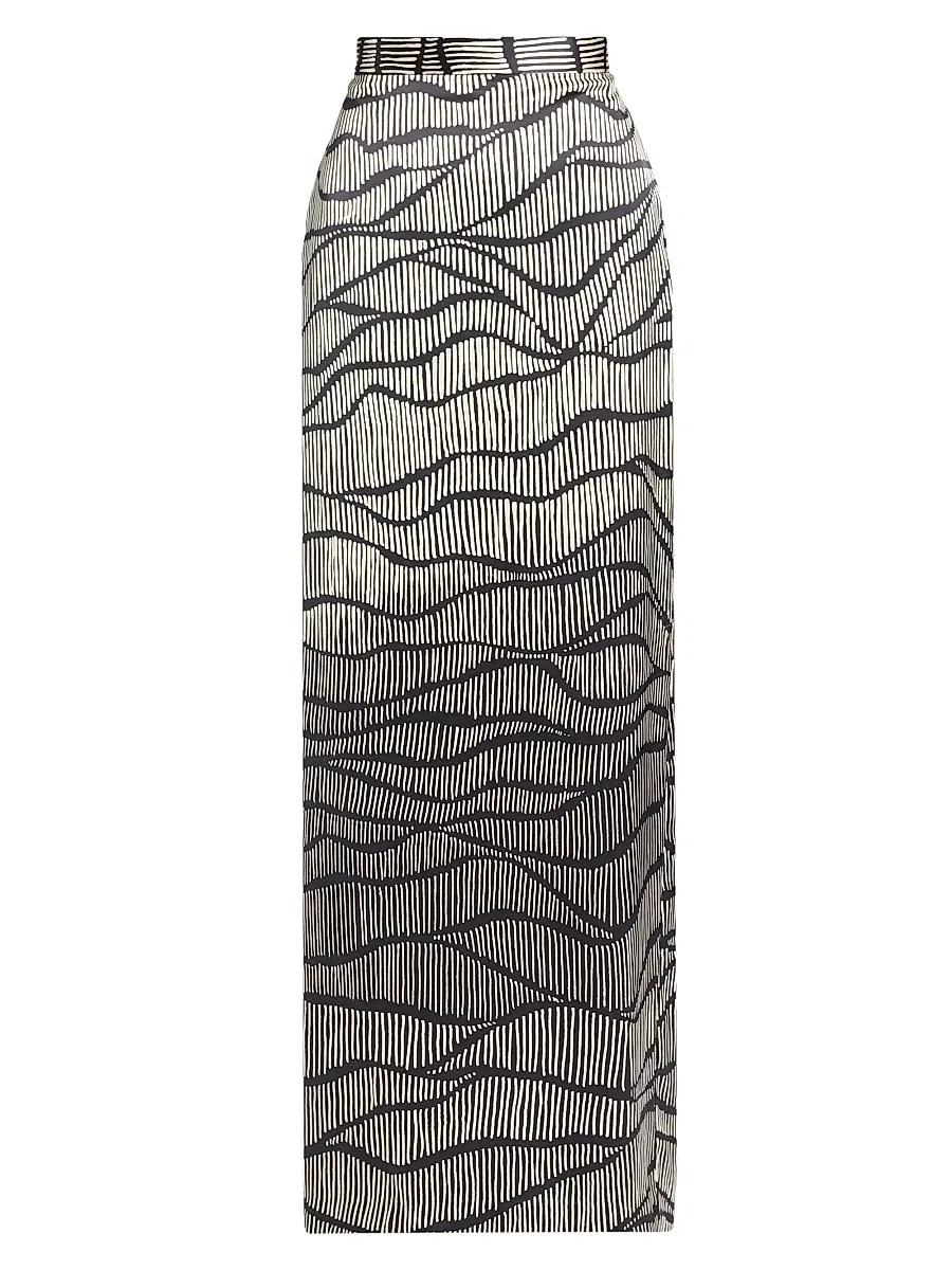 Heirlome Women's Ivanna Striped Silk Maxi Skirt - Black | Image 1 Heirlome Women's Ivanna Striped Silk Maxi Skirt - Black | Image 1