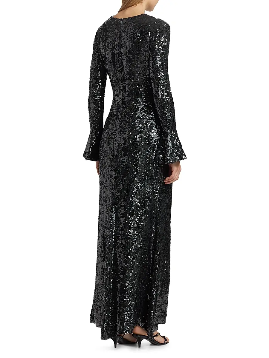 Lapointe Women's Sequined Flare-Sleeve Sheath Gown | Thumbnail 5