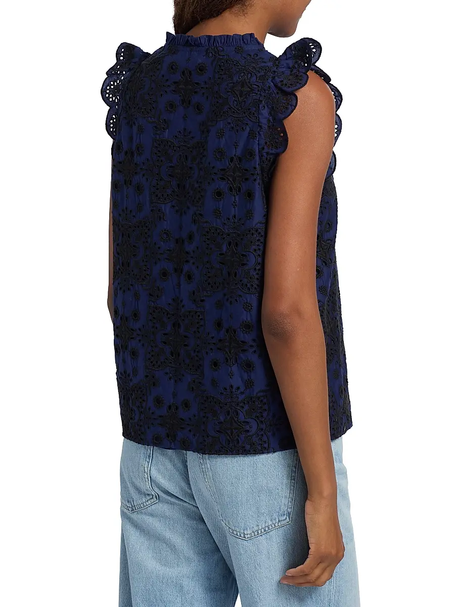 FIGUE Women's Maris Embroidered Cotton Top | Thumbnail 5