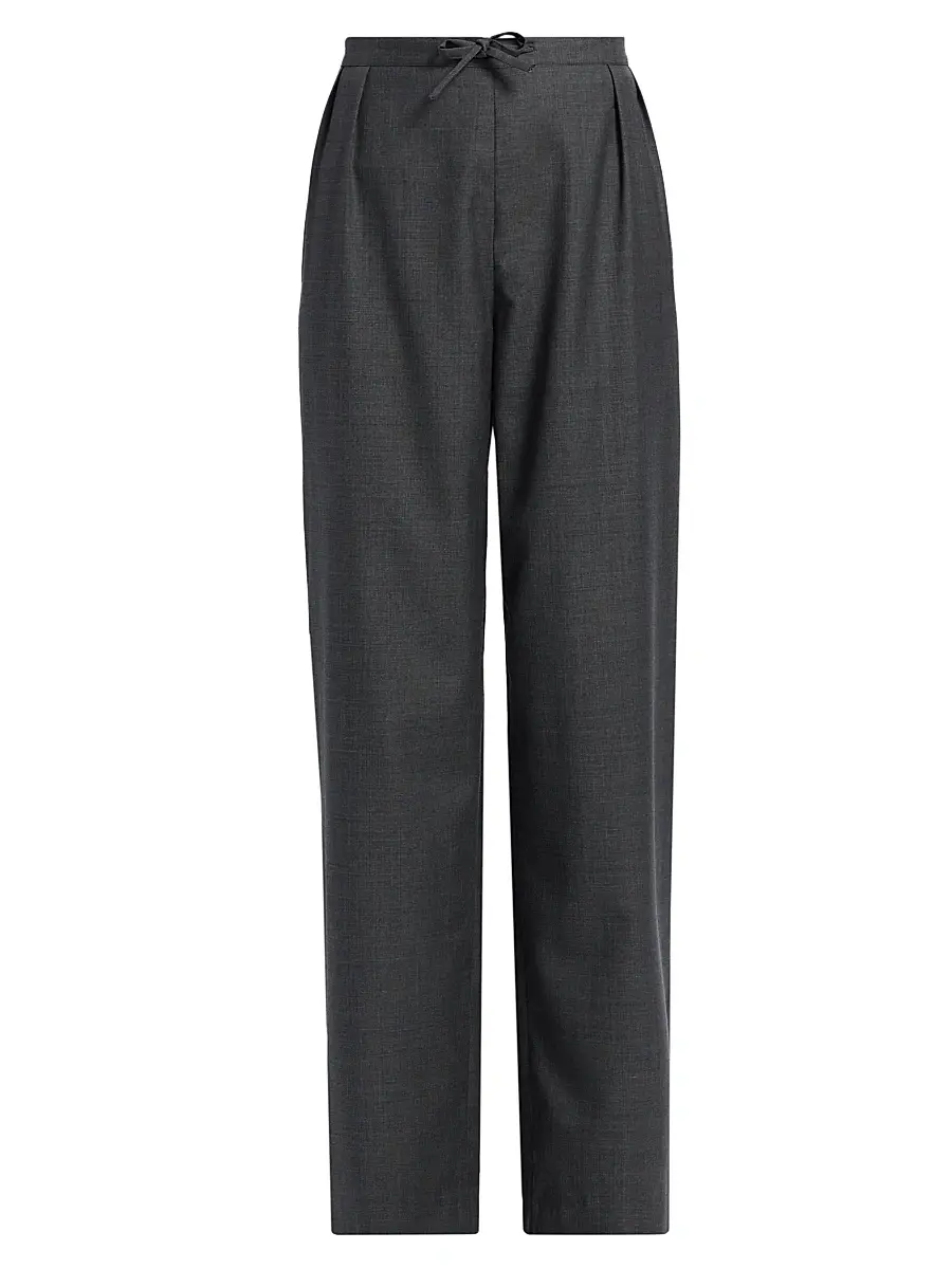 Loulou de Saison Women's Cove Pleated-Front Wide Leg Pants - Anthracite Melange | Image 1 Loulou de Saison Women's Cove Pleated-Front Wide Leg Pants - Anthracite Melange | Image 1