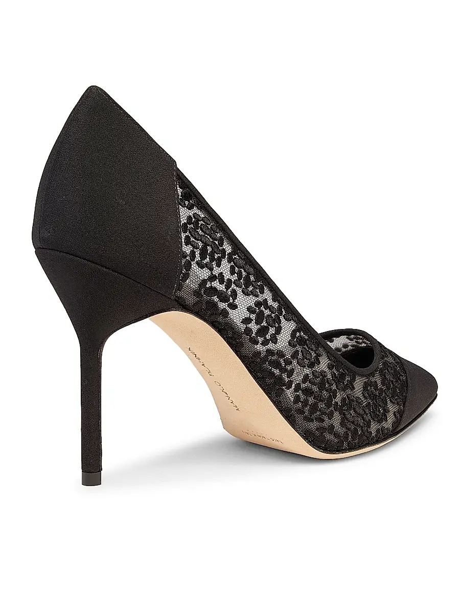 Manolo Blahnik Women's Capcour 90MM Embroidered Mesh Pumps | Thumbnail 3